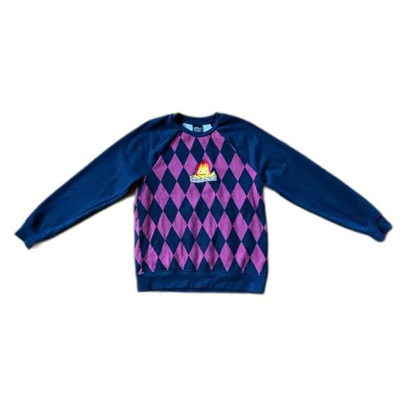 HOT TOPIC Howl's Moving Castle Blue Red Diamond Pullover Sweater Women's Medium - Picture 3 of 10